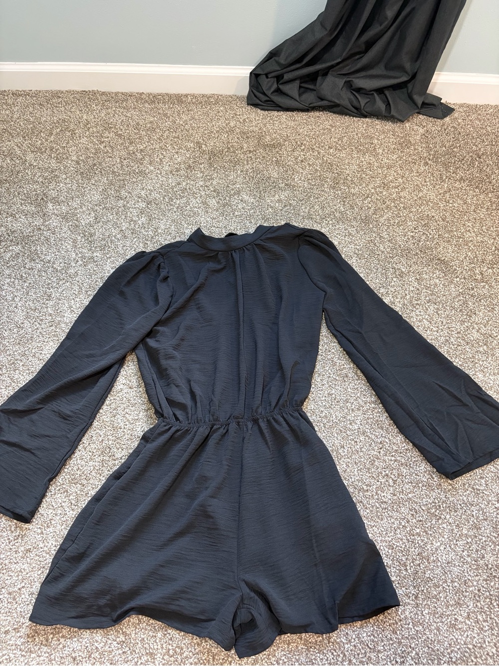 Women's Black Long-Sleeve Romper